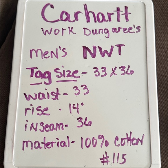 Carhartt Loose Original Fit Work Dungaree Jeans Mens 33x36 NWT Workwear Denim - Picture 8 of 8